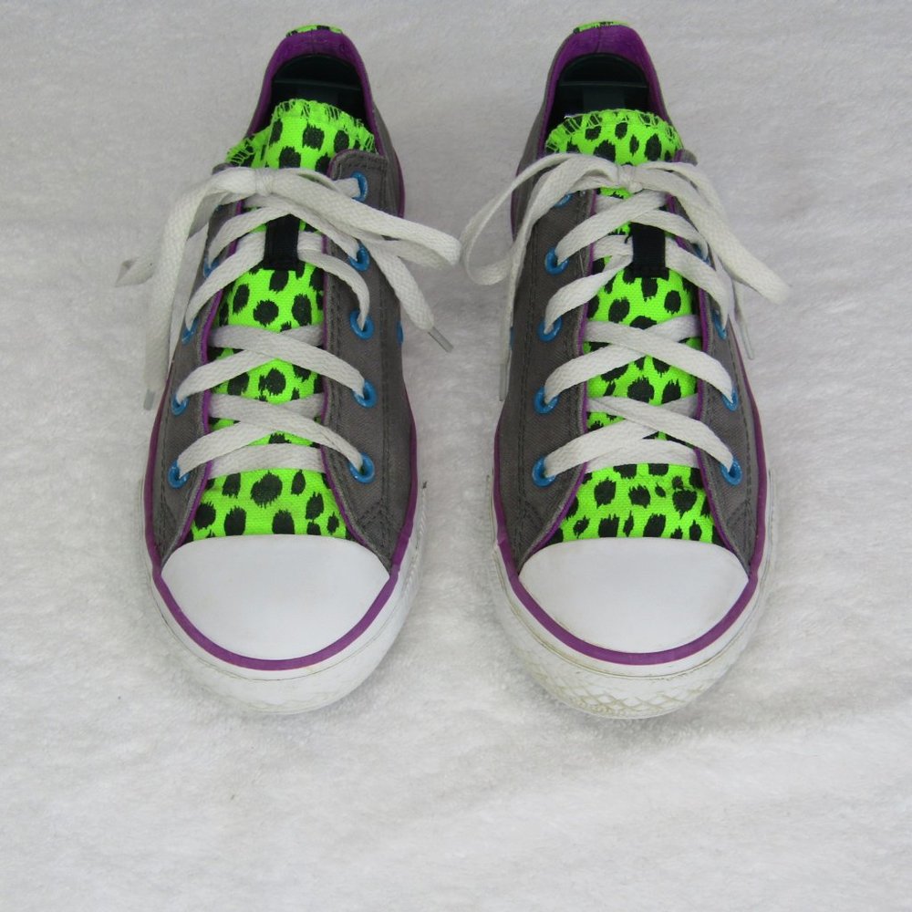 Converse All Star 640544F Gray Leopard Junior SZ 4